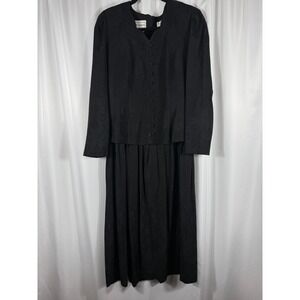 Vintage Karin Stevens Black Jacquard‎ Long Sleeve Dress and Skirt Set Size 6